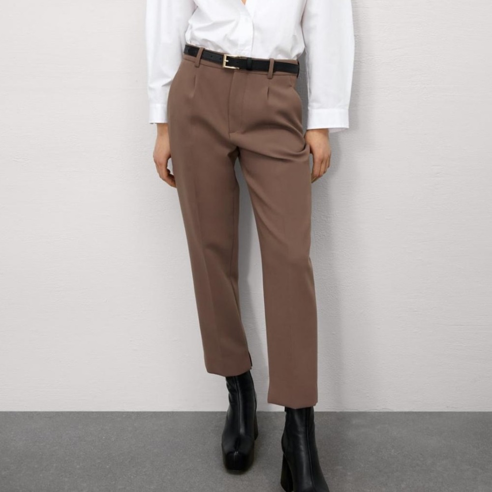 ZARA Woman TROUSERS | RELAXED CHINOS Brown / Taupe | 6136/042